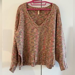 Pink Multi Pilcro v-neck sweater